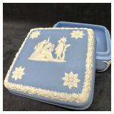 Wedgwood Blue Jasperware Trinket Jewelry Box Squar