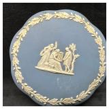 Wedgwood Blue Jasperware Trinket Jewelry Box Round
