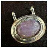 Charoite Oval Purple Gemstone Silver Necklace Pend