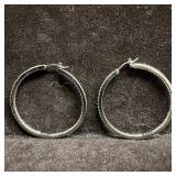 CZ 925 Sterling Silver Hoop Earrings O57