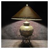 Maitland Smith Lamp Interwoven Leather Shade and R