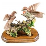 Arnart Porcelain Bird Wood Thrush Couple Sculpture