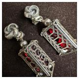 Napier Red Glass Lantern Clip On Earrings Sculptur