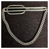 Swank Sterling Silver Vintage Tie Clip with Chain