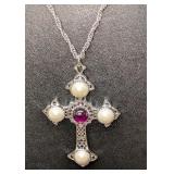 Sarah Coventry Crusader Cross Silvertone Pendant A