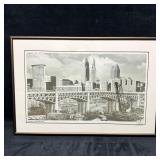 Skyline Cleveland Ohio Black and White Framed Phot