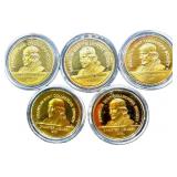 1970-1974 Franklin Mint Coins 24k Plated Sterling