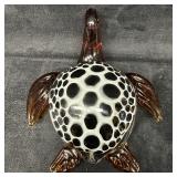 Hand Blown Glass Sea Turtle Murano Style Brown wit