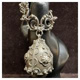 800 Silver Green Gemstone Single Ornate Charm Brac