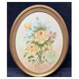 Original Acrylic On Canvas Flower Still Life By Ev