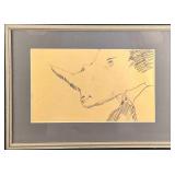 Framed Pencil Sketch Rhino Businessman