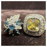 Pair of Costume Jewelry Gold Plated Rings Yellow C