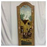 Hand Painted Art Large Wood Panel European 19th Ce