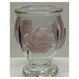 Vintage Teleflora Clear Glass Vase With Frosted Ro