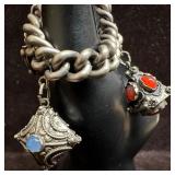 Moonstone Carnelian Turquoise Stone Charm Etruscan