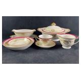 China Set White China with Red and Gold Design