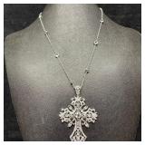 White Sapphire Center CZ Encrusted Accent Sterling