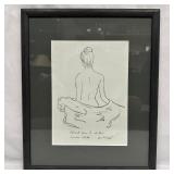 Framed Nude Titled Study for the Bather Pencil Ske