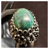 Chrysocolla Oval Gemstone Sterling 925 Silver Flor