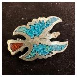 Native Navajo Style Thunderbird Sterling Pendant w