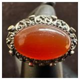 Oval Carnelian Statement Sterling Silver Turkey Ri