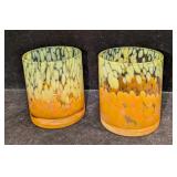 2 Mid Century Old Fashioned Drinking Glasses A