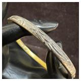 Mexico 925 Sterling Silver Bangle Bracelet Etched
