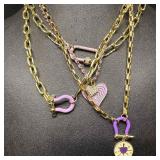 Melania Clara Purple and Gold Chain Assorted Neckl
