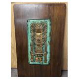 Vintage Brass Maya King Toem Art Plaque R72