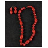 Red Necklace and Earring Set