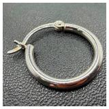 Single 14k White Gold Hoops Earring