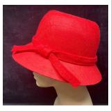 Red Wool Cloche Hat With Bow Flapper Style
