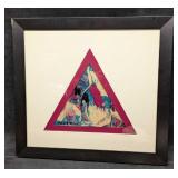 Framed Abstract Triangle Oil On Panel Art