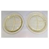 2 Yellow Depression Glass Divided Plates B
