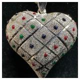 925 Sterling Silver Blue Red Green Enamel Dotted T