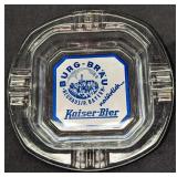Vintage Glass Burg Brau Kaiser Bier Ashtray