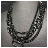 Melania Clara Jet Black Chain Assorted Necklace Se