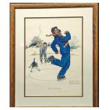 Vintage Framed Norman Rockwell Winter Print.