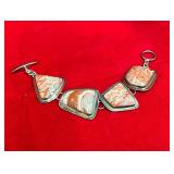 Sterling Silver Lace Agate Toggle-Clasp Bracelet