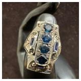 Belais Dark Blue Sapphires 18K White Gold Art Deco