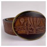 Genuine Leather Hot Air Balloon Metal Belt and Buc