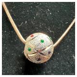 Sterling Silver Blue Red Green Enamel Dots Ball Ne