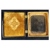 Antique Tintype Portrait W Gutta Percha Case