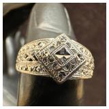 Diamond Cut Design 10K White Gold Fine Ring Size 7