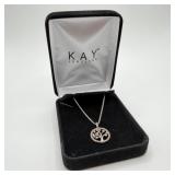 10k White Gold Diamond Tree Pendant