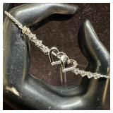 Two Interlocking Hearts White Sapphires Sterling S