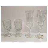 4 Vintage Cordial And Flute Glasses