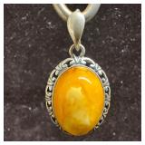 Ornate Filigree Silverwork Bezel Butterscotch Ambe