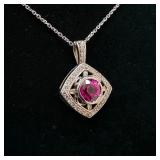 1.3 Ct Pink Sapphire in 14k White Gold Pendant