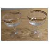 2 Vintage Fostoria Olympic Gold Trim Champagne Gla